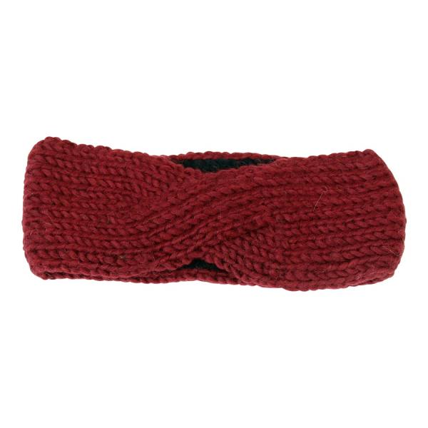Rotes tolles sehr feines Stirnband 100% Wolle mit Fleece gefüttert Handarbeit Nepal